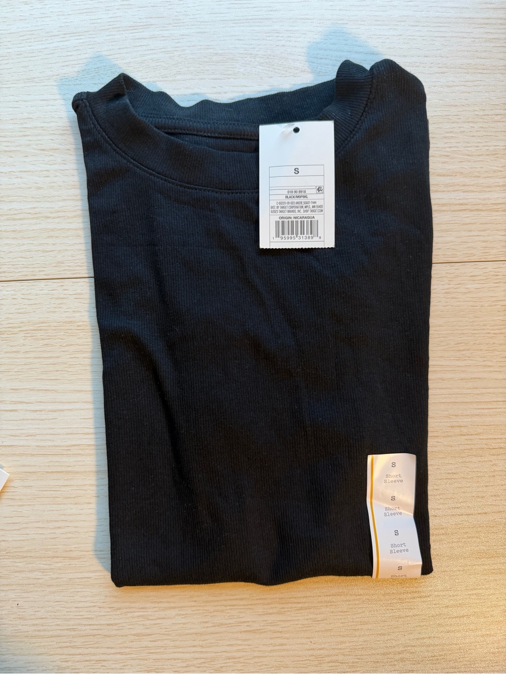 Size S- Target stretchy Black ribbed knit short sleeve top